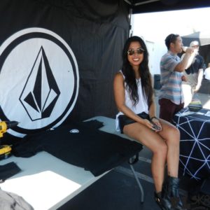 The WITP Championships event model represented Volcom perfectly in her " skater clothes.