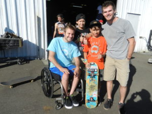 Oh Cake Skateboard creators Nathan Melbourn and Chad Deamis show off sponsored skater Jomar from Puerto Rico.